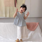 【90-140cm】韓版花邊無袖娃娃衫