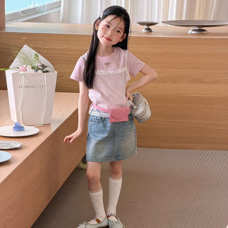 【100-170cm】精緻點睛刺繡蝴蝶結T