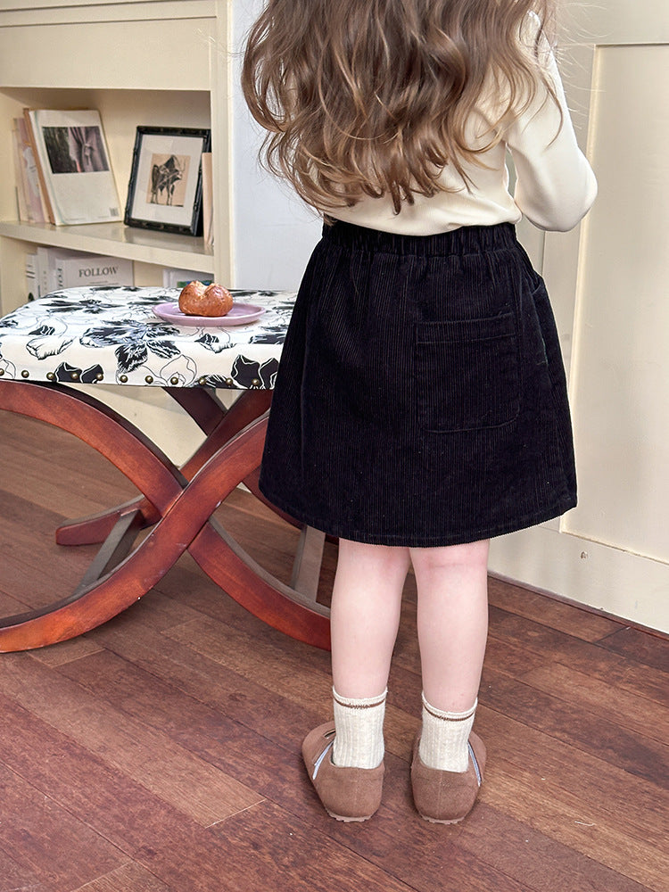 【現貨 90cm】柔軟坑條棉燈芯絨半身裙