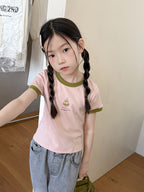 【100-170cm】日常時髦修身拼色卡通T