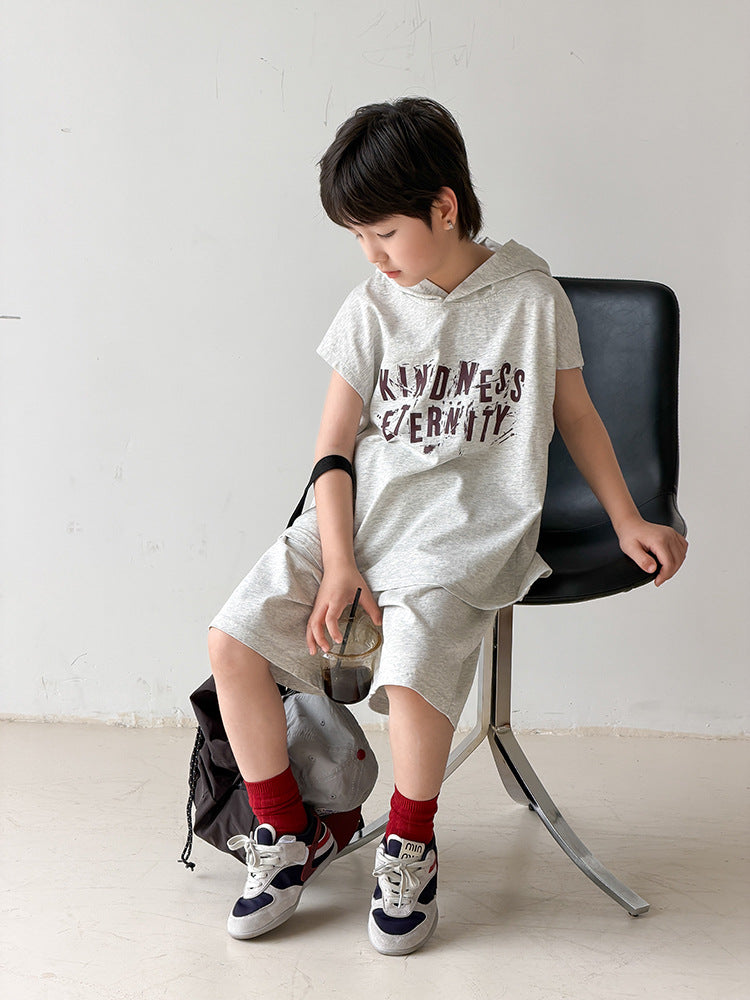 【100-170cm】全棉酷帥街感風無袖套裝