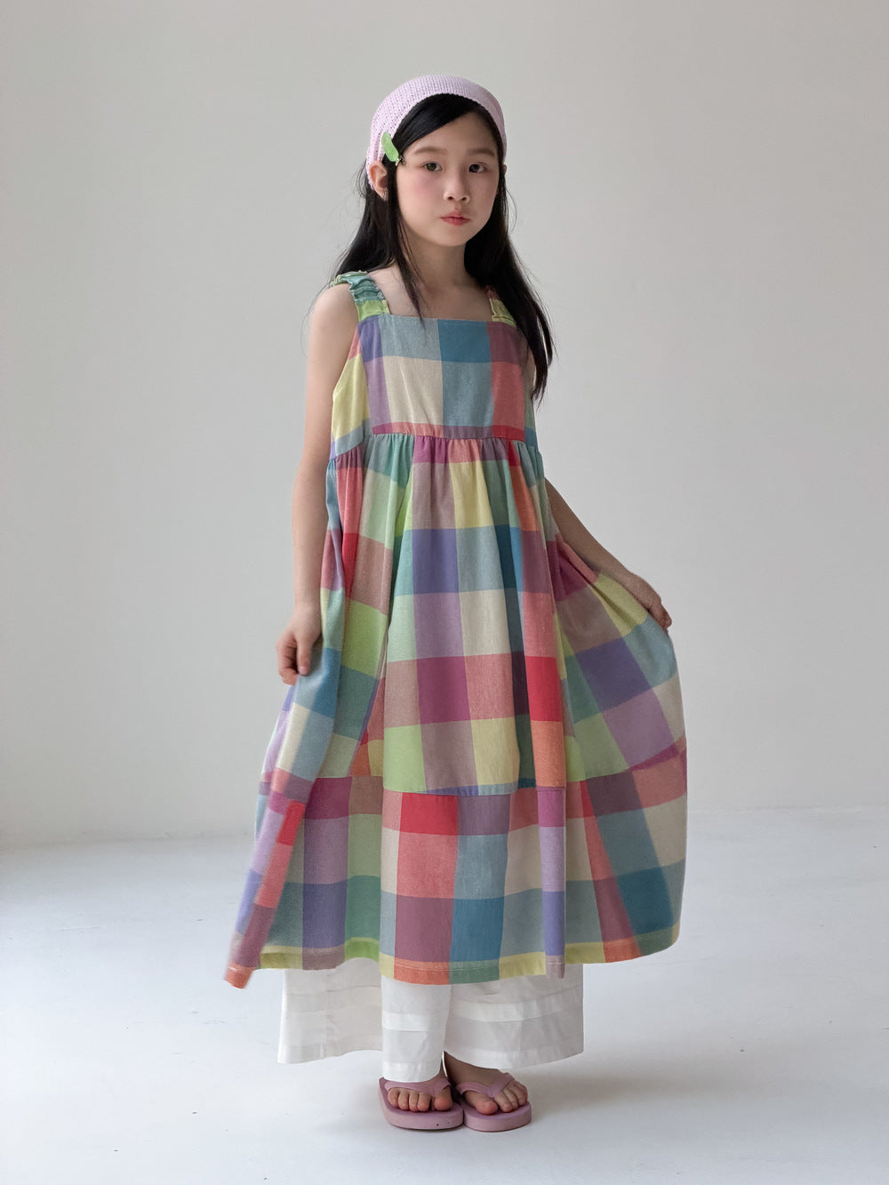 【100-160cm】彩色格子連身裙 | 套裝