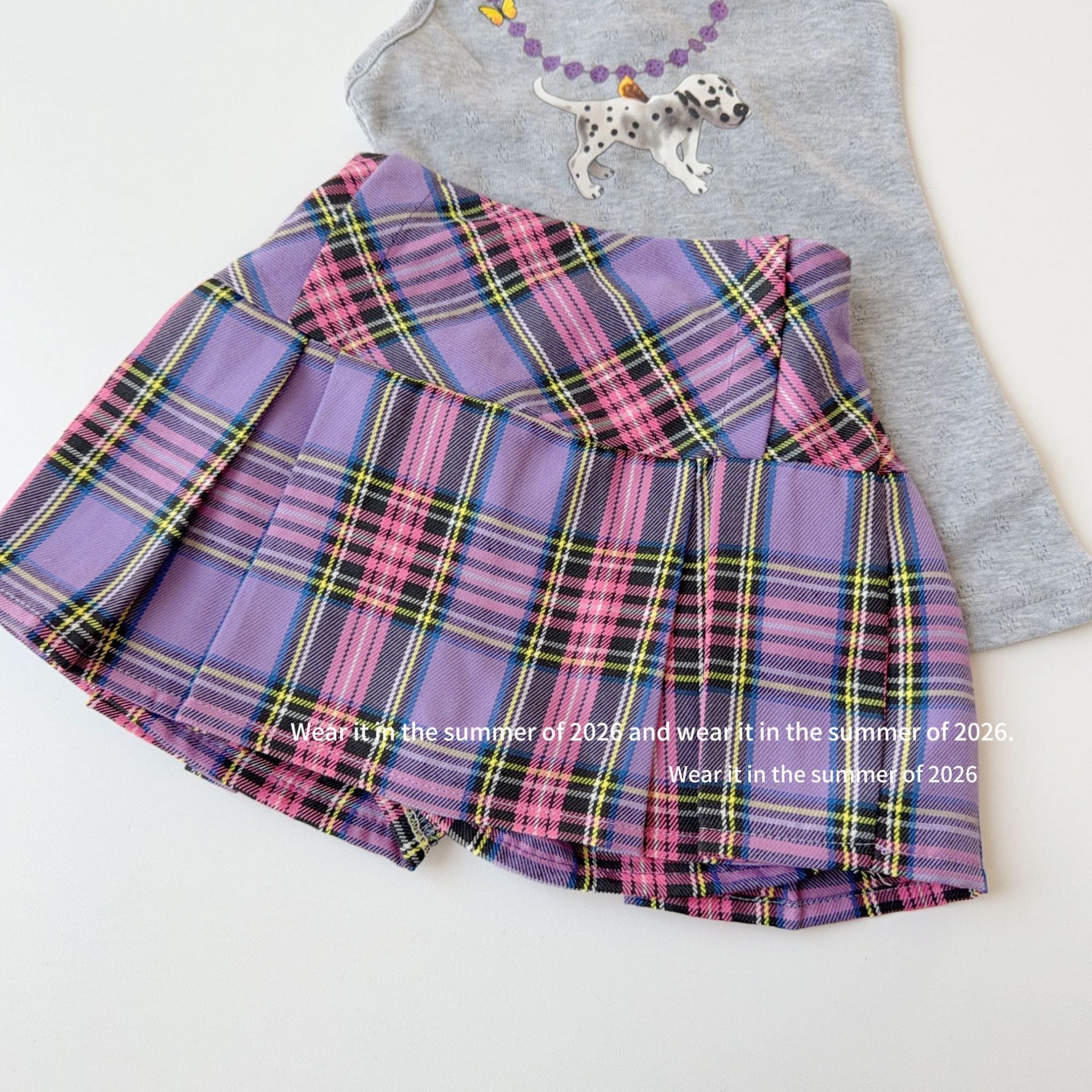 【90-150cm】復古彩色格紋百褶裙