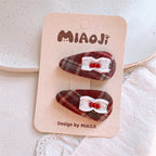 蝴蝶結格紋髮夾