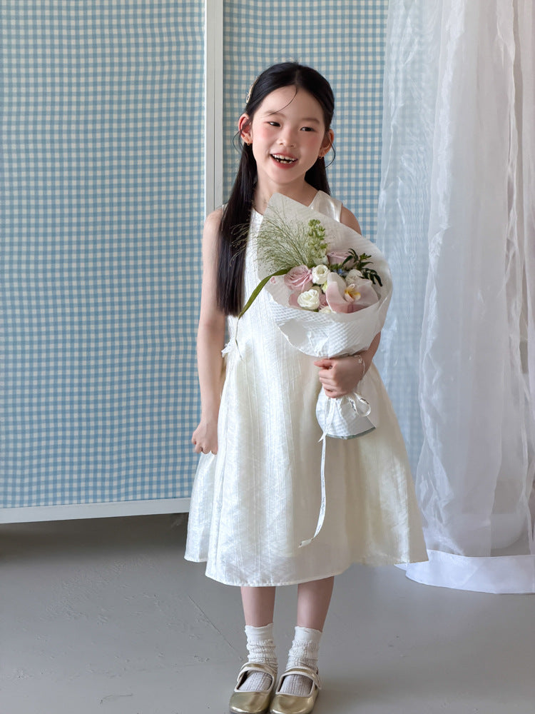 【100-170cm】搭配柔光濾鏡的仙氣奶油珠光背心裙