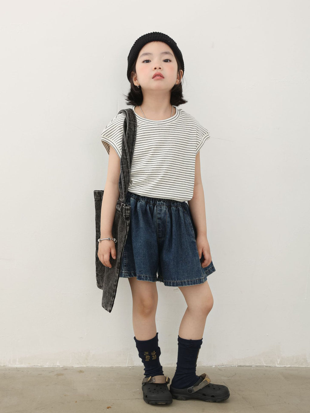 【90-150cm / F】【親子裝】日系條紋落肩短袖