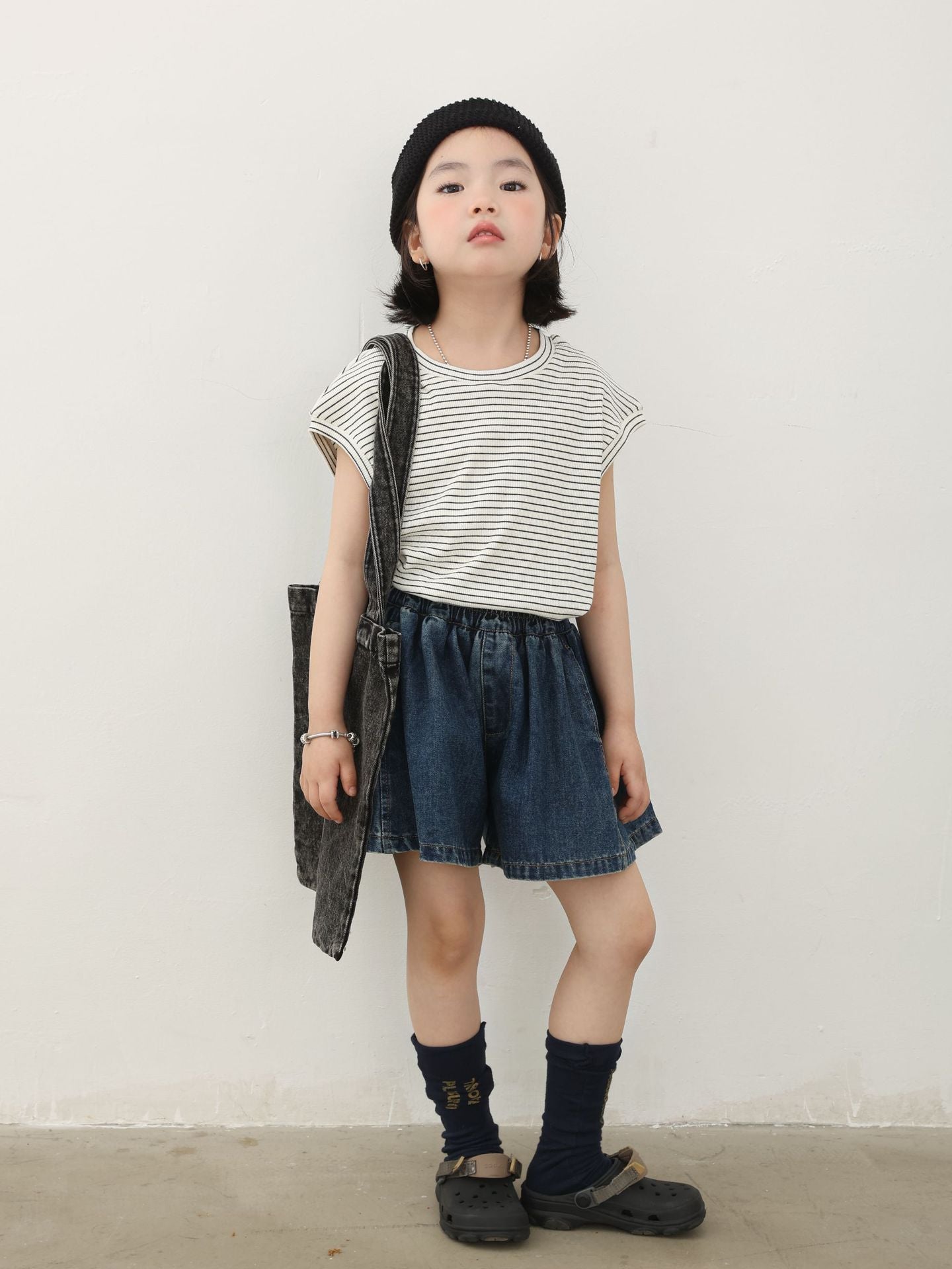【90-150cm / F】【親子裝】日系條紋落肩短袖