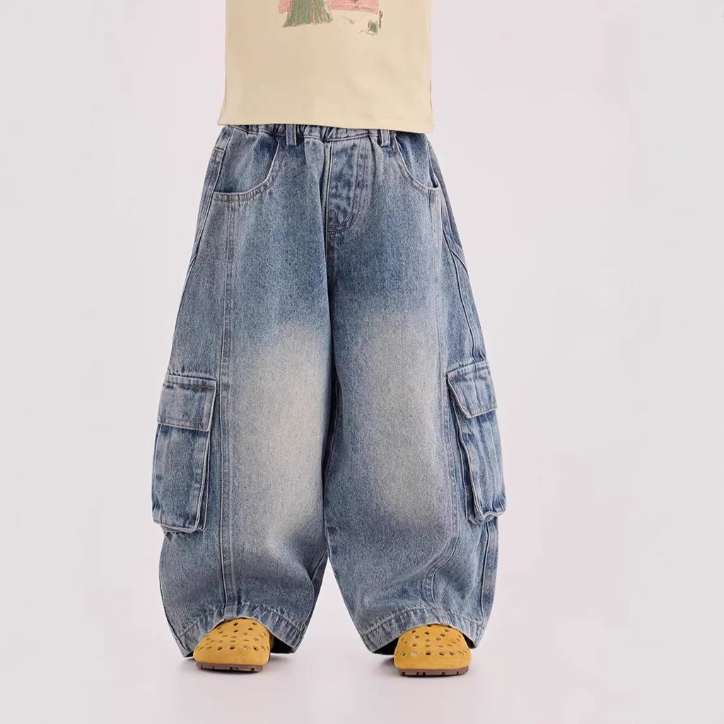 【90-150cm】工裝牛仔褲