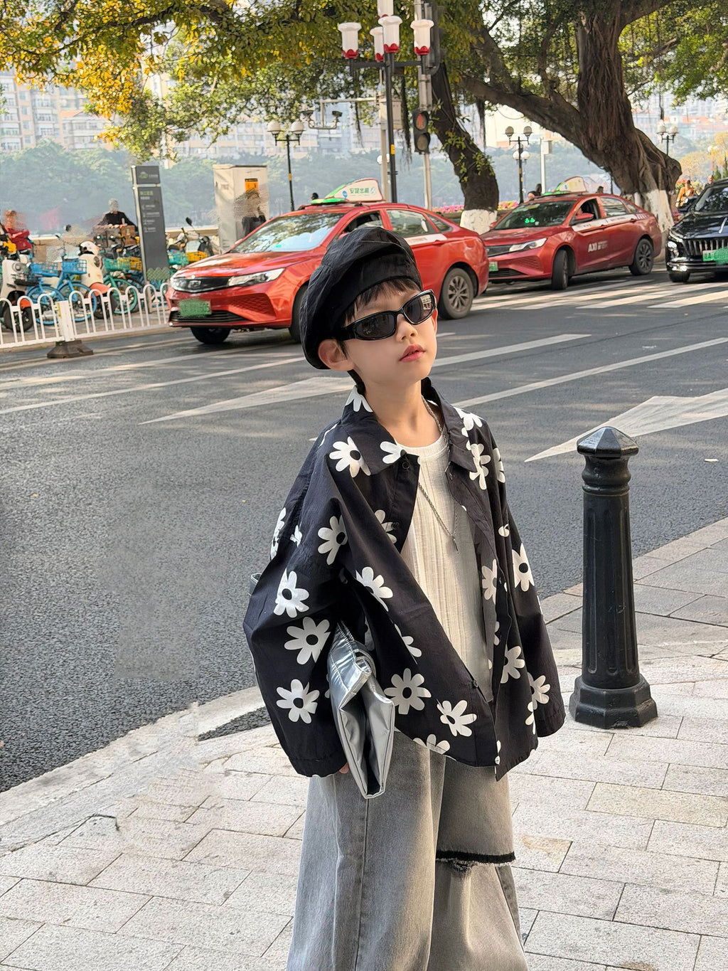 【90-160cm】美式復古GD同款花朵襯衫