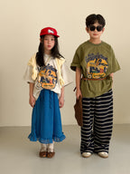 【100-160cm】字母圓領休閒寬鬆短袖