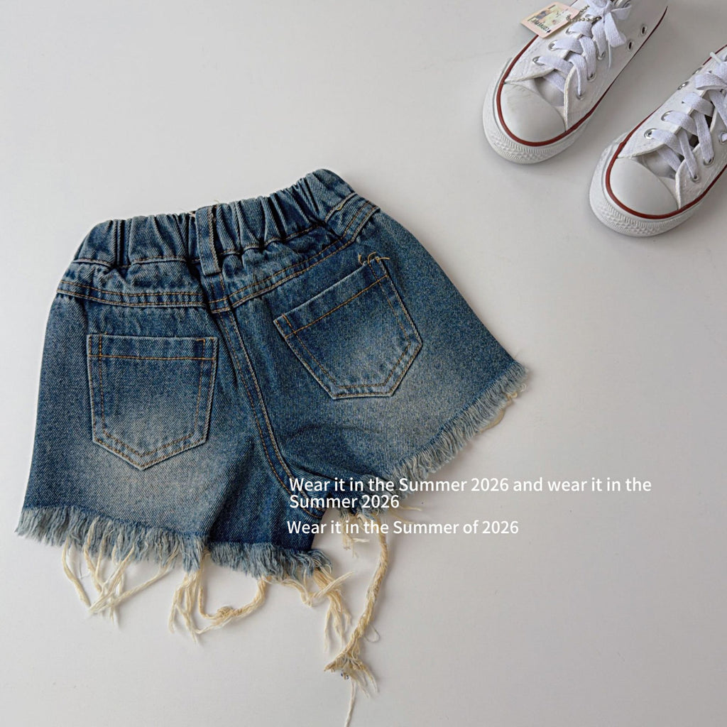 【90-150cm】y2k 復古破洞磨毛短褲