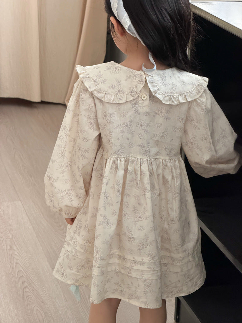 【90-140cm】小清新蕾絲娃娃領棉布碎花洋裝