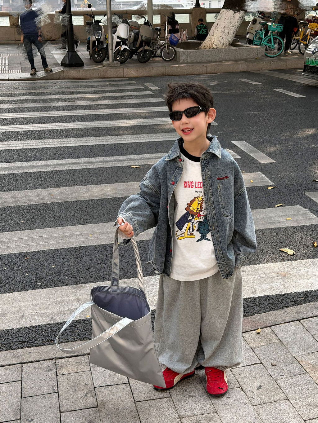 【90-160cm】韓版帥氣休閒寬鬆牛仔襯衫