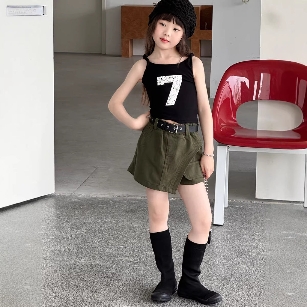 【100-150cm】不規則甜酷辣妹工裝褲裙