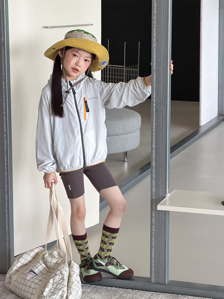 【100-170cm】5色-原紗防曬 | UPF50 + 高倍防紫外線撞色連帽防曬外套