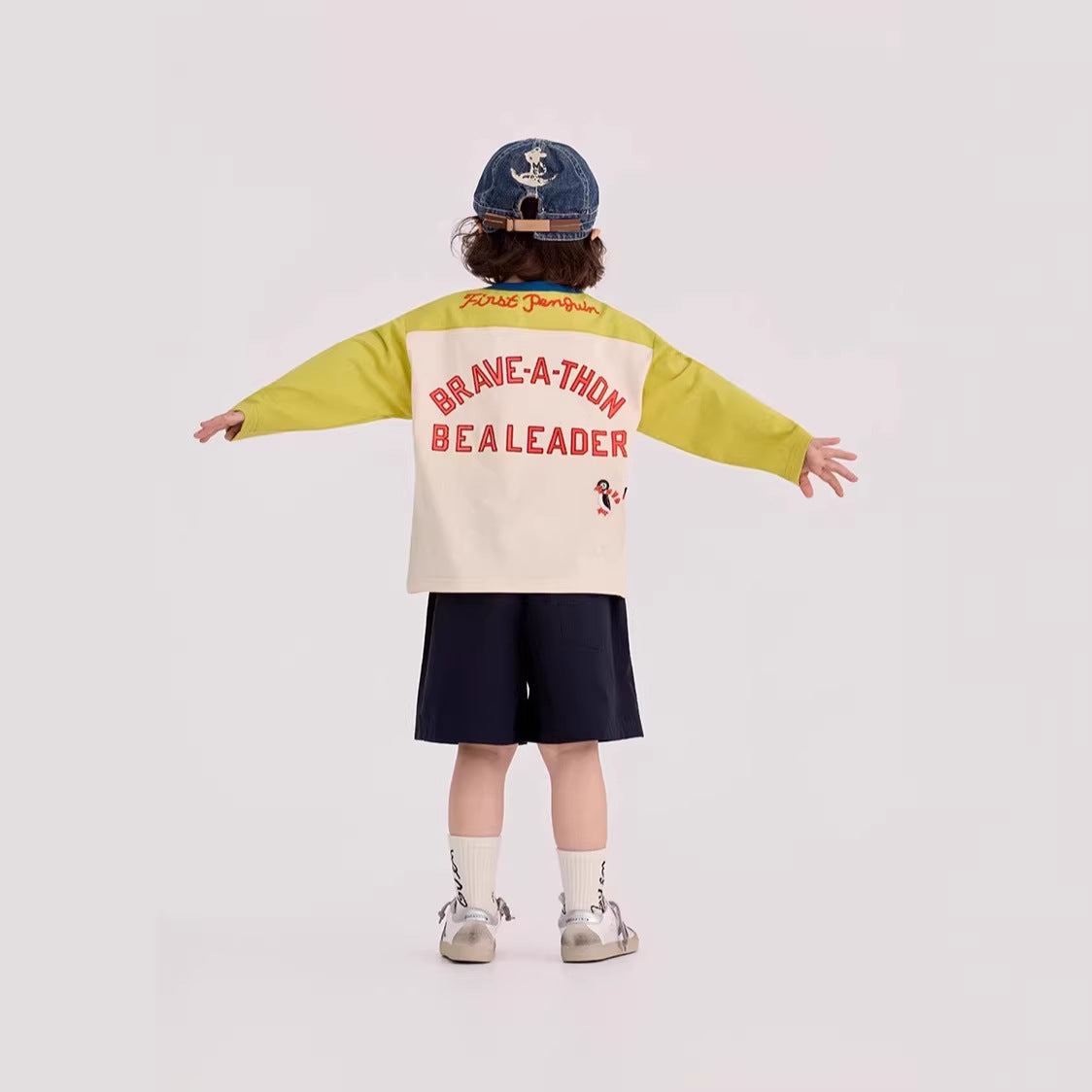 【90-150cm】日系拚色企鵝T