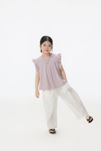 【90-150cm / F】【親子裝】日系竹節坑條小飛袖娃娃衫