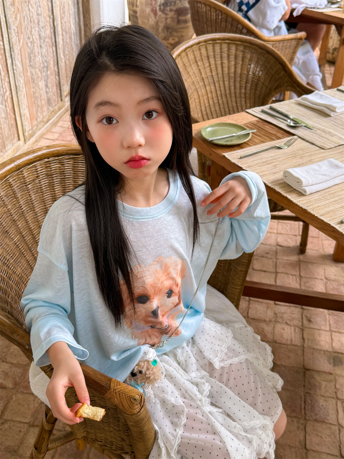 【100-160cm】【親子款】可愛小狗長袖防曬T