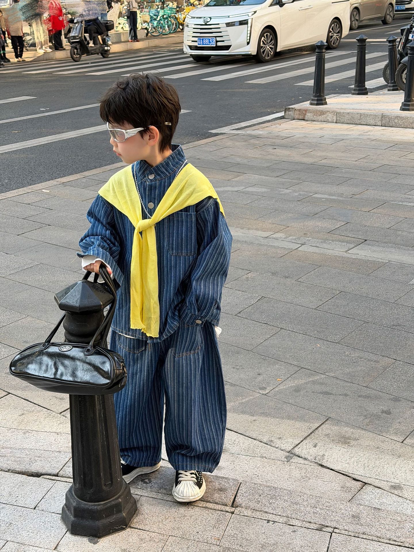 【90-160cm】條紋水洗牛仔套裝