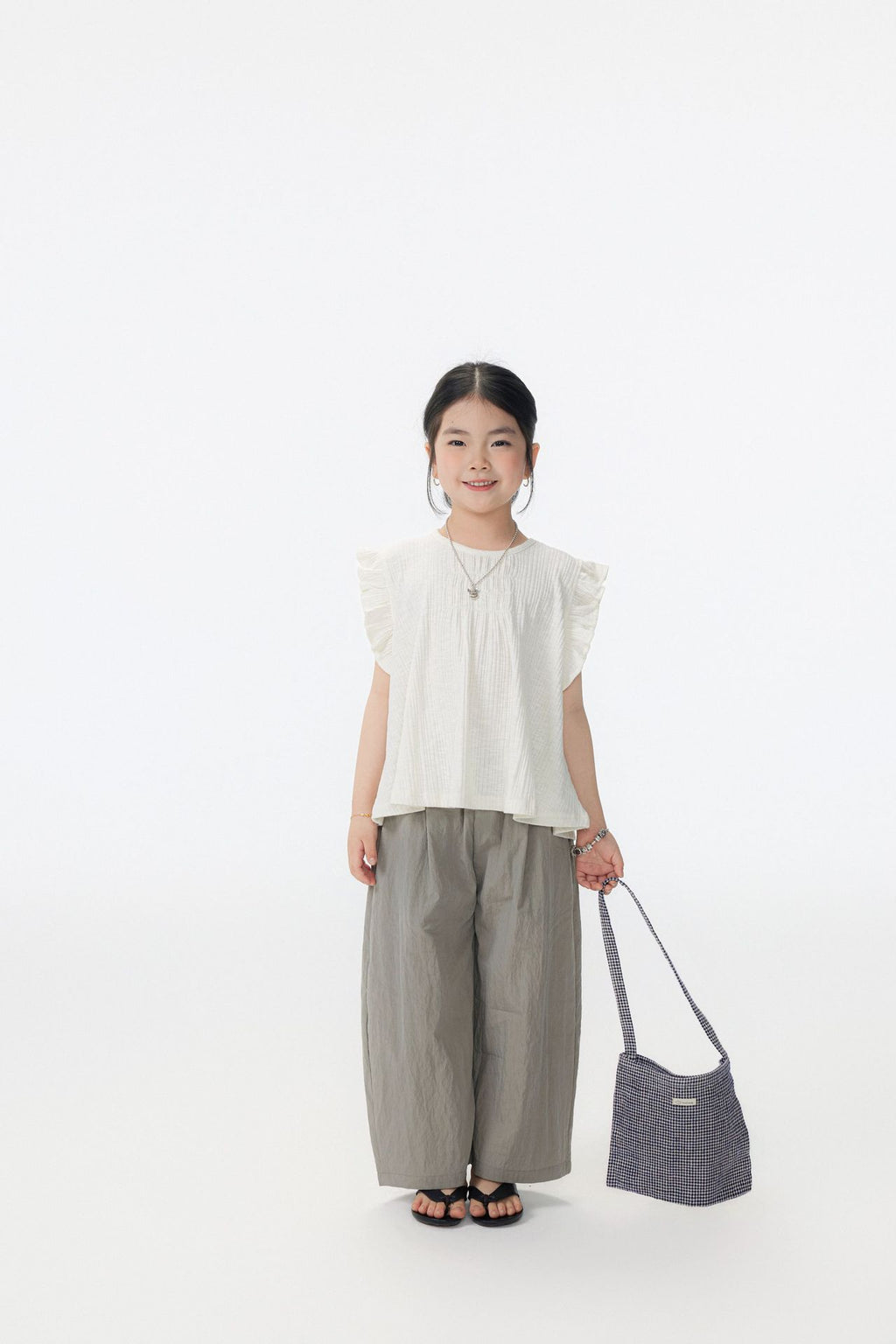 【90-150cm / F】【親子裝】日系竹節坑條小飛袖娃娃衫