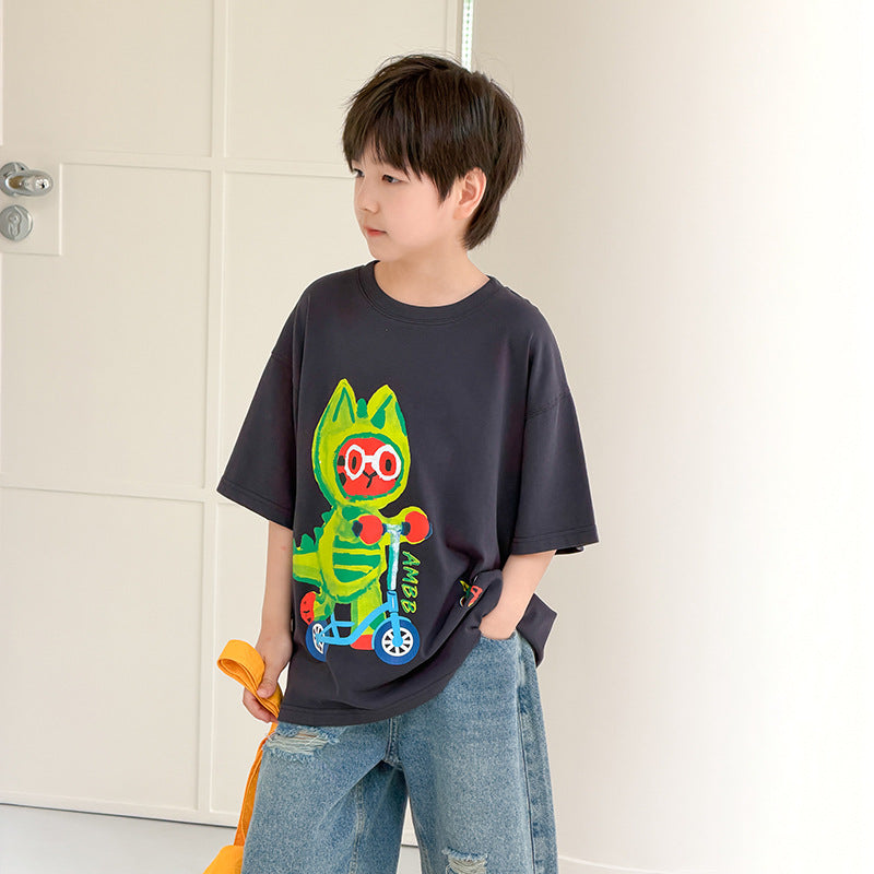 【100-170cm】卡通涼感寬鬆全棉T