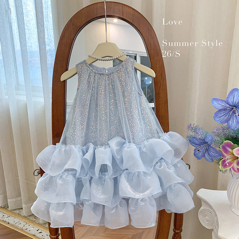 【90-140cm】冰雪藍亮片禮服裙