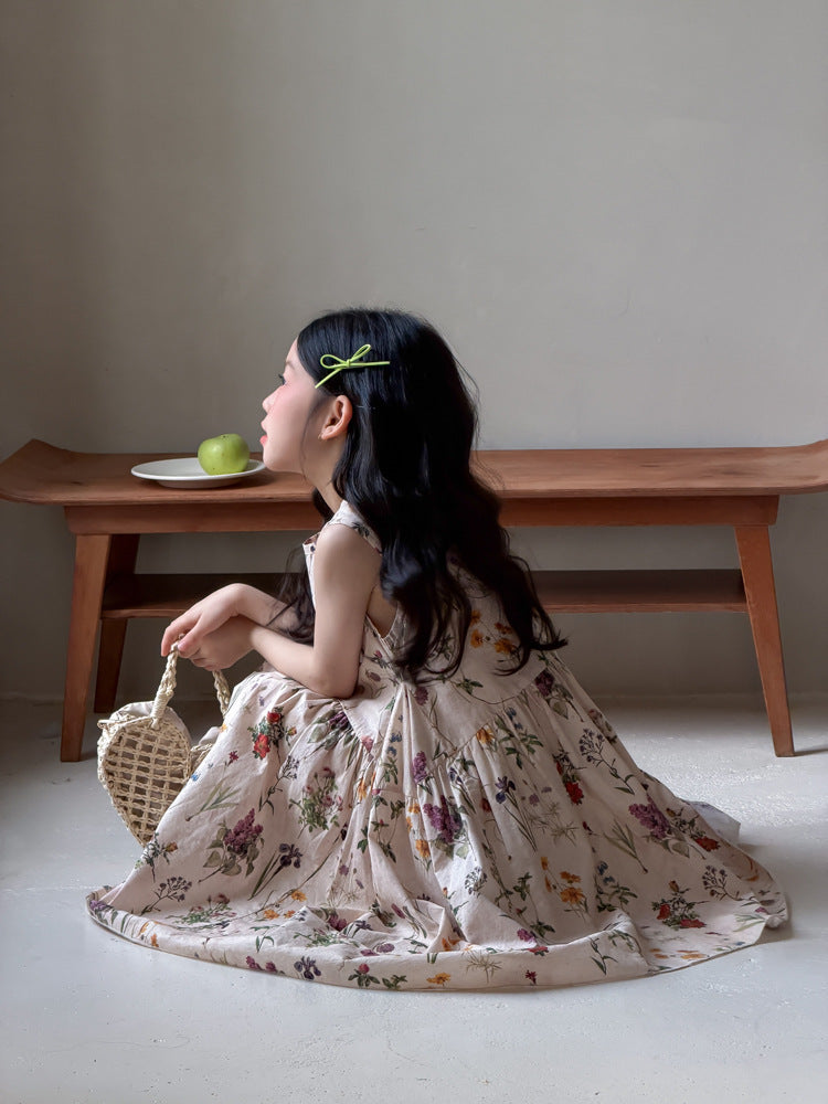 【100-170cm】韓系碎花中長款度假風背心裙