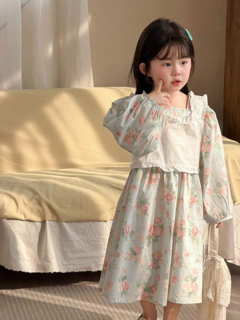 【90-140cm】罩衫吊帶棉布連身裙