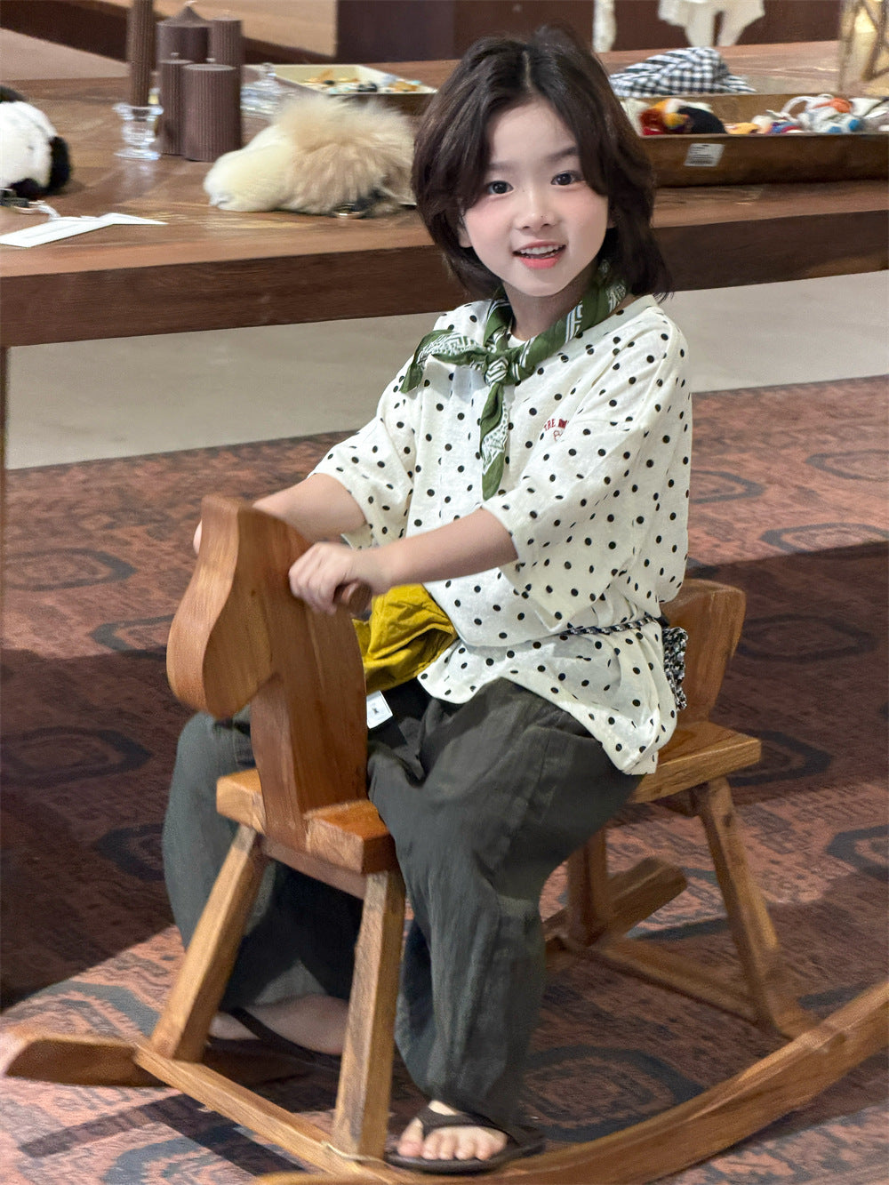 【90-150cm】韓版滿印波點短袖