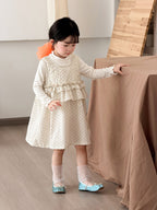 【90-140cm】波點荷葉邊棉布連身裙