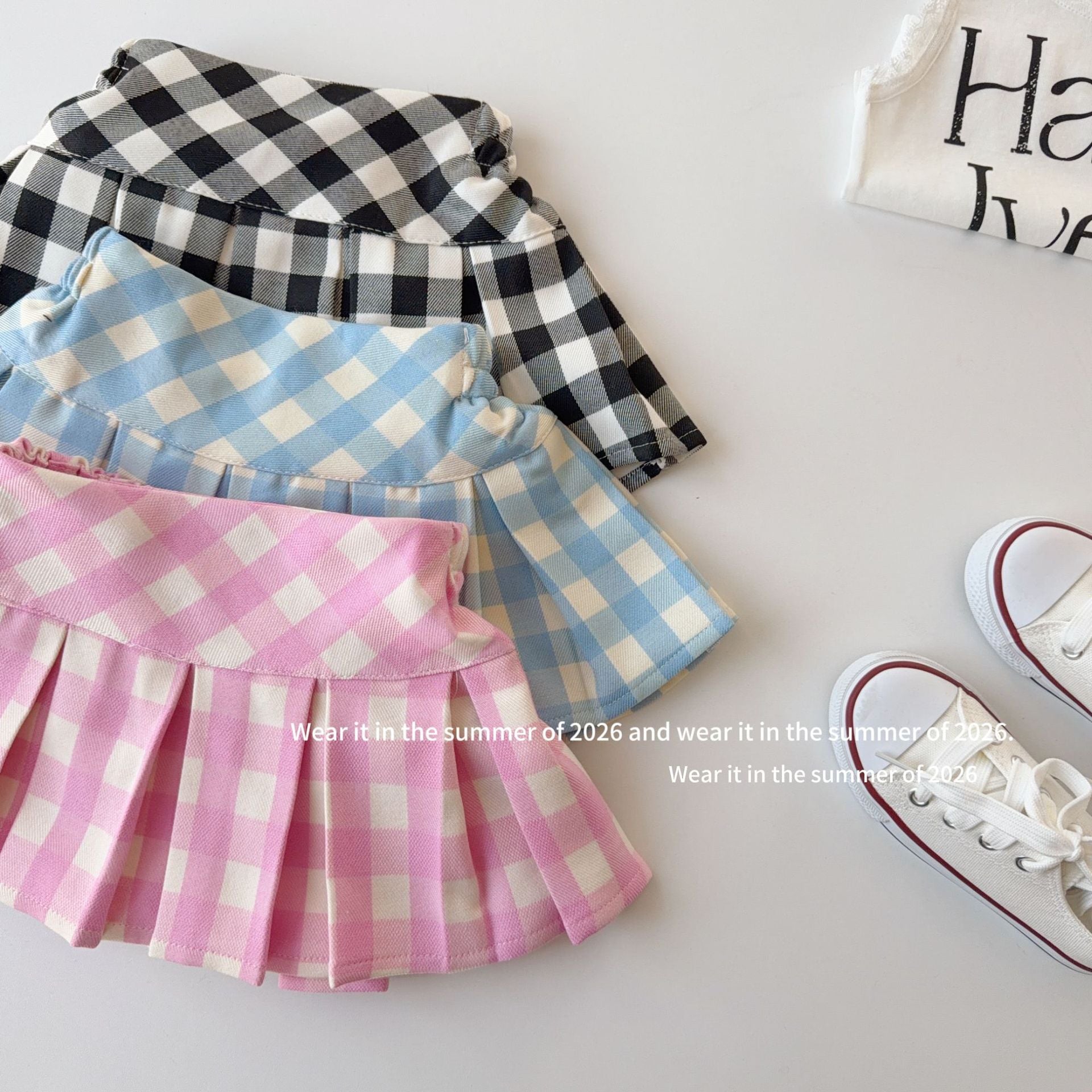 【90-150cm】高腰多巴胺格紋短裙