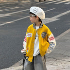 【90-160cm】美式個性寬鬆撞色棒球外套