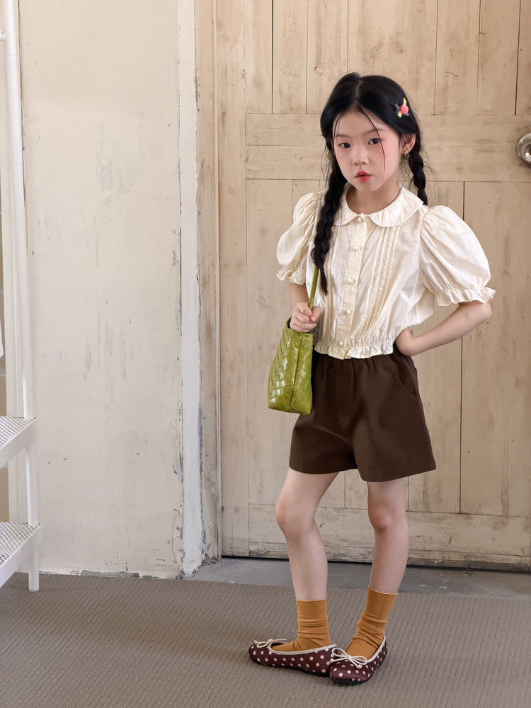 【100-170cm】法式泡泡袖娃娃衫