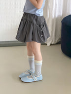 【100-170cm】甜美可愛雙側抽繩褶皺花苞短裙
