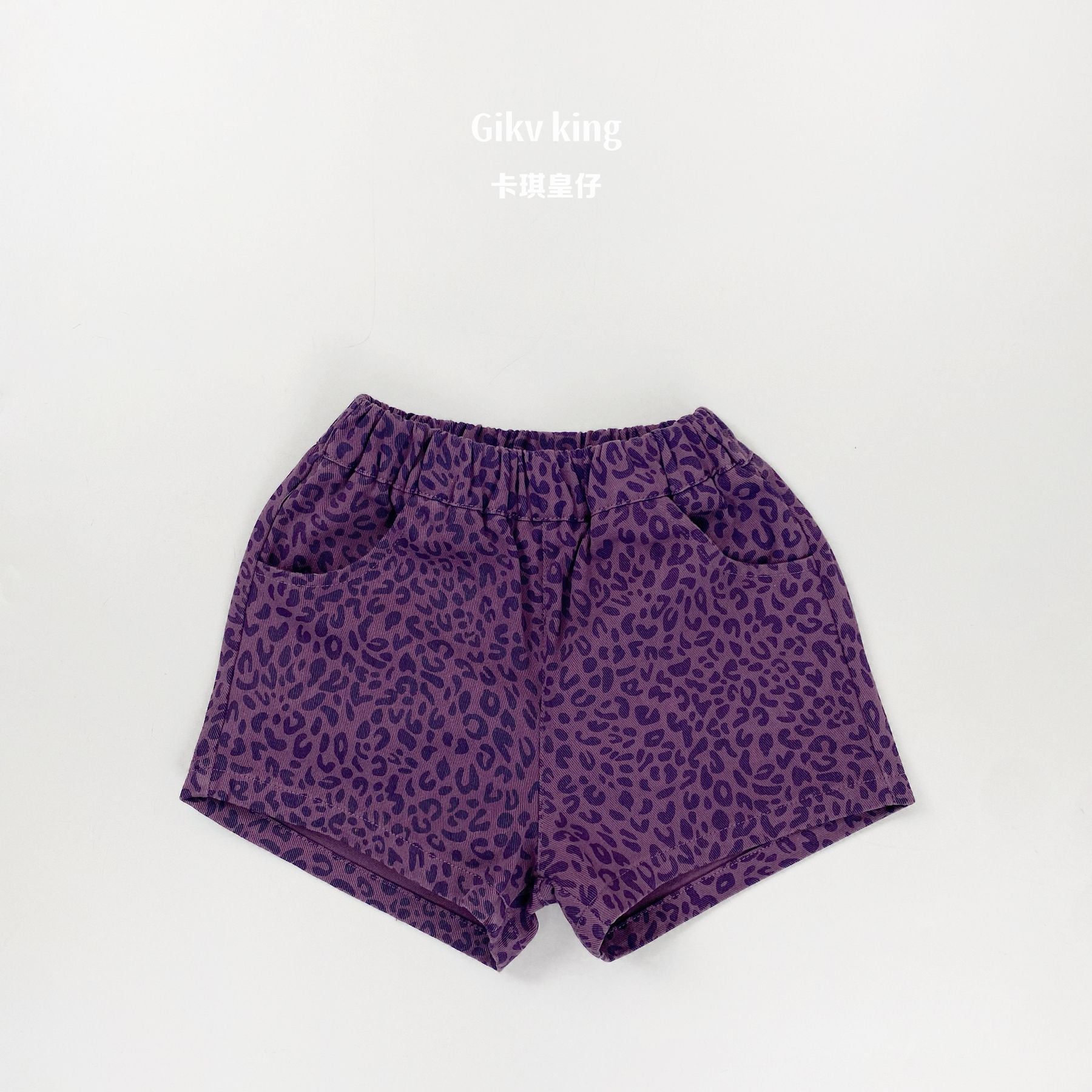 【80-130cm】時髦豹紋薄款三分褲