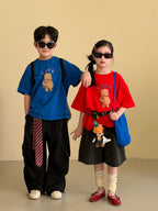 【100-160cm】簡約熊熊圓領上衣