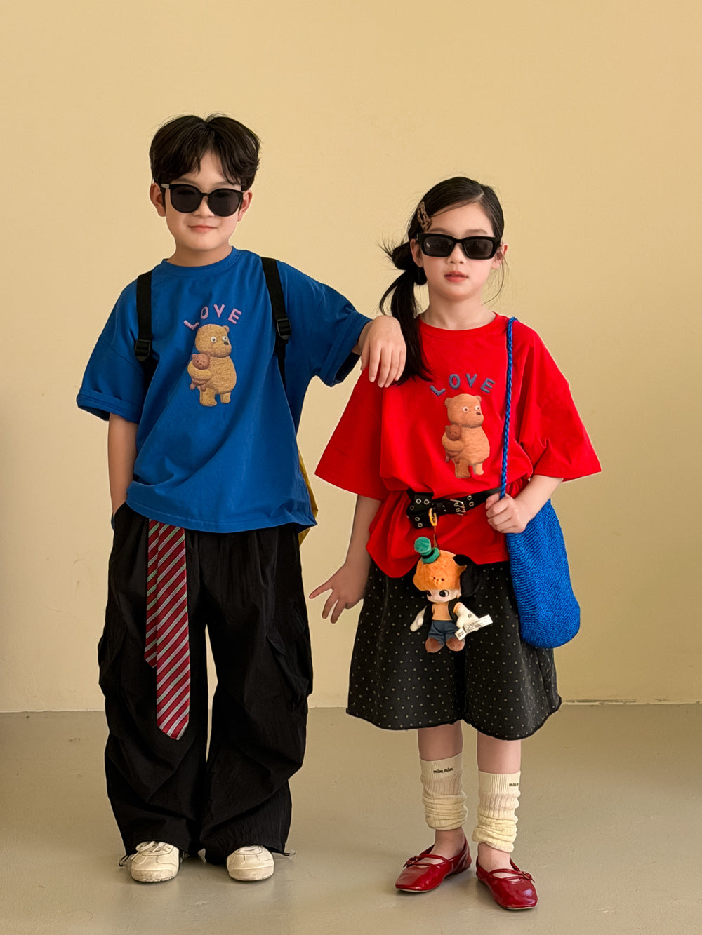 【100-160cm】簡約熊熊圓領上衣