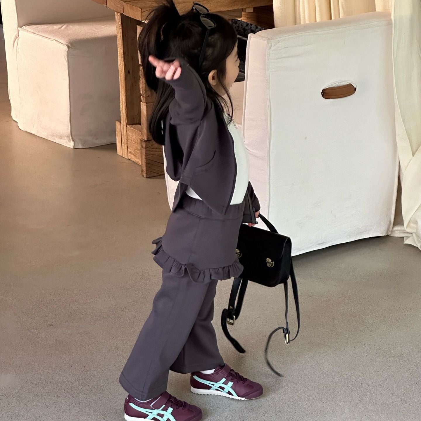 【90-140cm】瑜伽服套装 帶屁簾喇叭褲