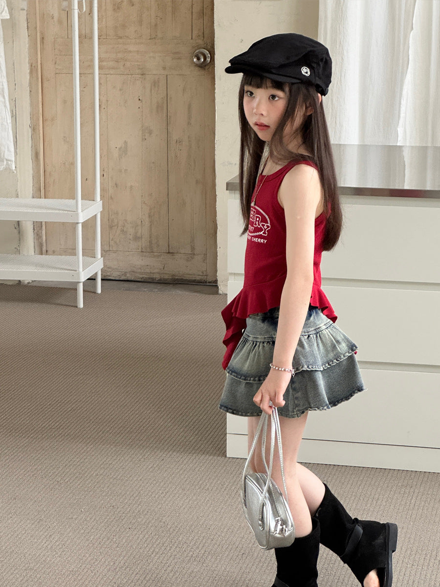 【100-150cm】美式辣妹牛仔百褶裙