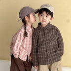 【80-150cm】韓系格紋襯衫