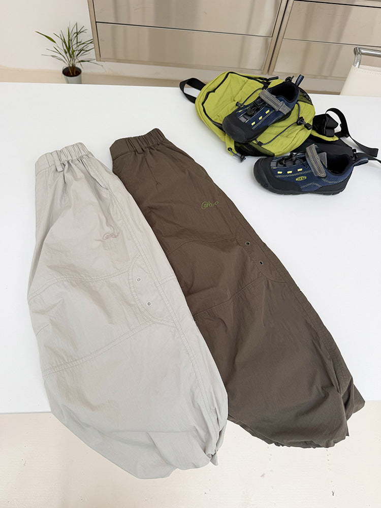 【100-170cm】水洗棉輕薄耐穿工裝褲