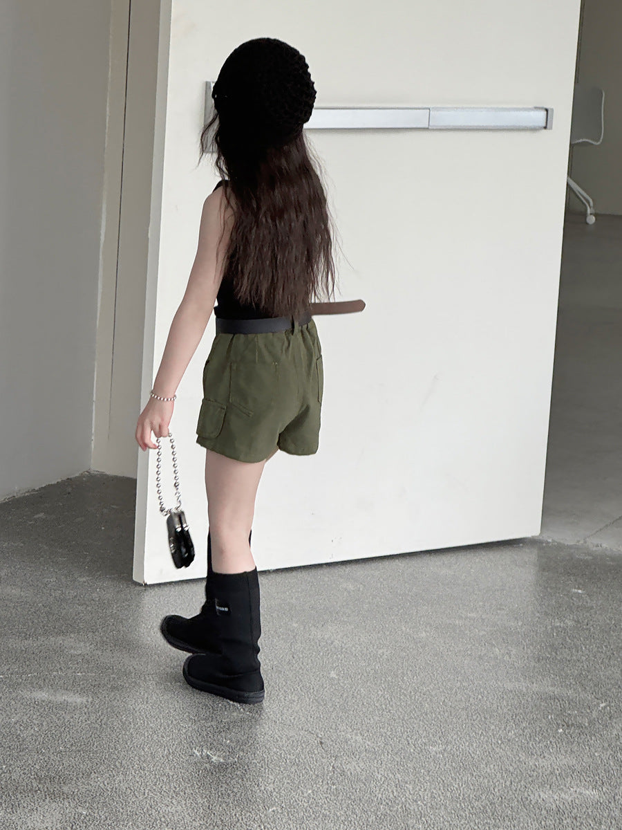 【100-150cm】數字露背短版背心
