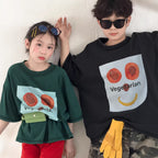 【100-160cm】韓版Vegetarian笑臉T