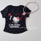 【90-150cm】韓版KT波點修身T
