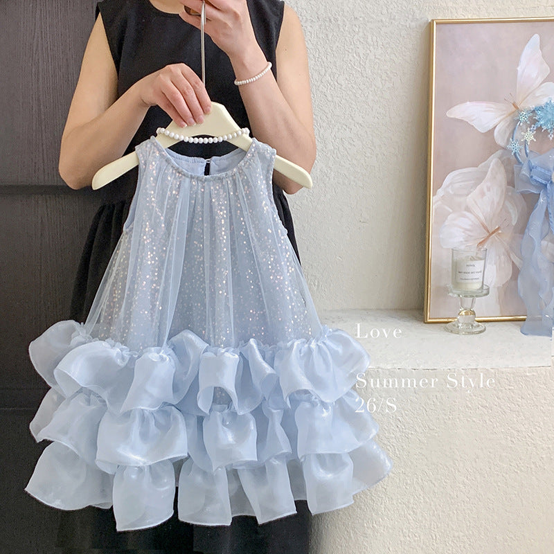 【90-140cm】冰雪藍亮片禮服裙
