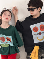 【100-160cm】韓版Vegetarian笑臉T