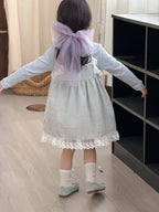 【90-140cm】花邊格子洋裝吊帶裙