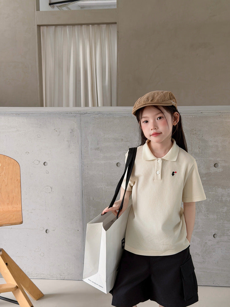 【100-170cm】學院風純色/波點翻領POLO衫