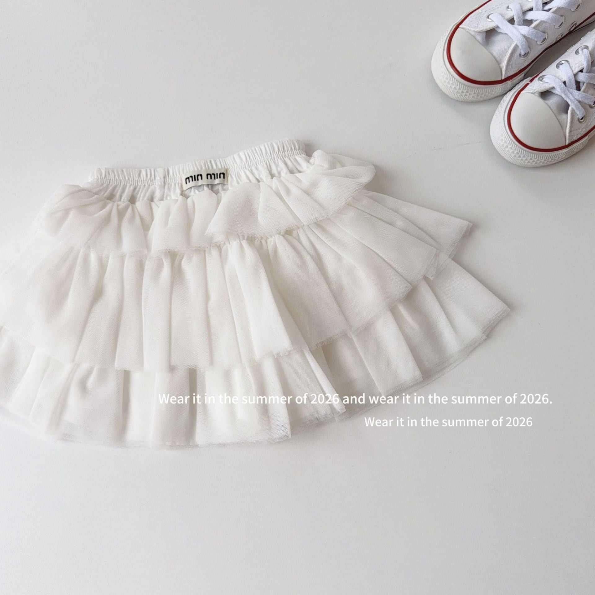 【90-150cm】(帶安全褲)網紗蛋糕半身裙