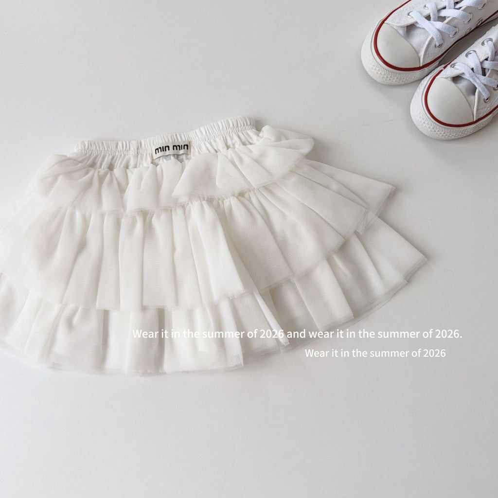 【90-150cm】(帶安全褲)網紗蛋糕半身裙